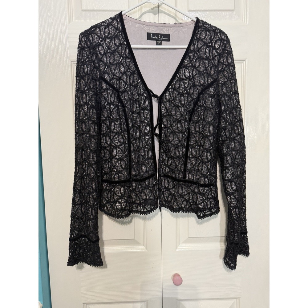 Nicole Miller‎ Women's Fancy Black Lace Jacket Size Large